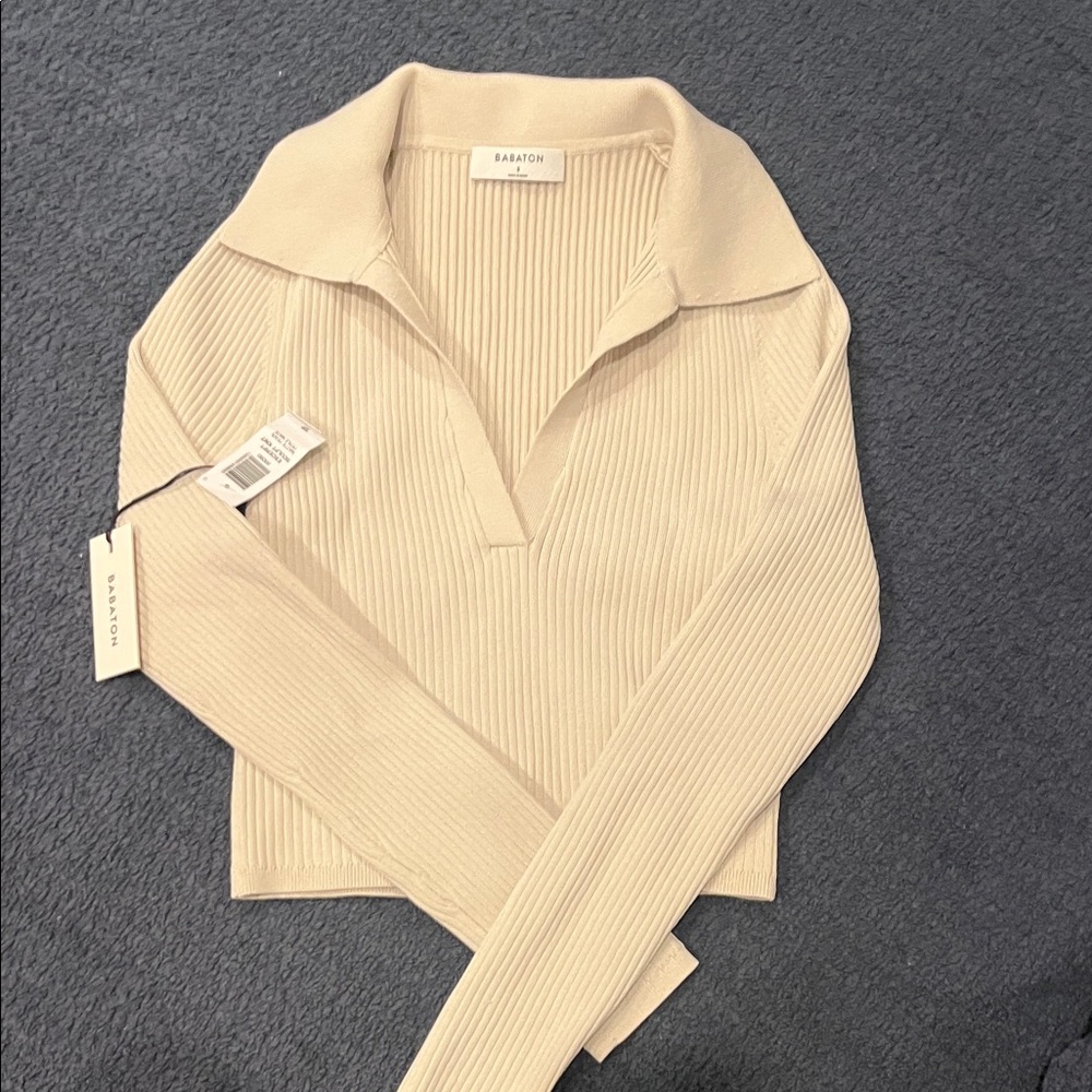 Aritzia Cream Ribbed Women's Sweater